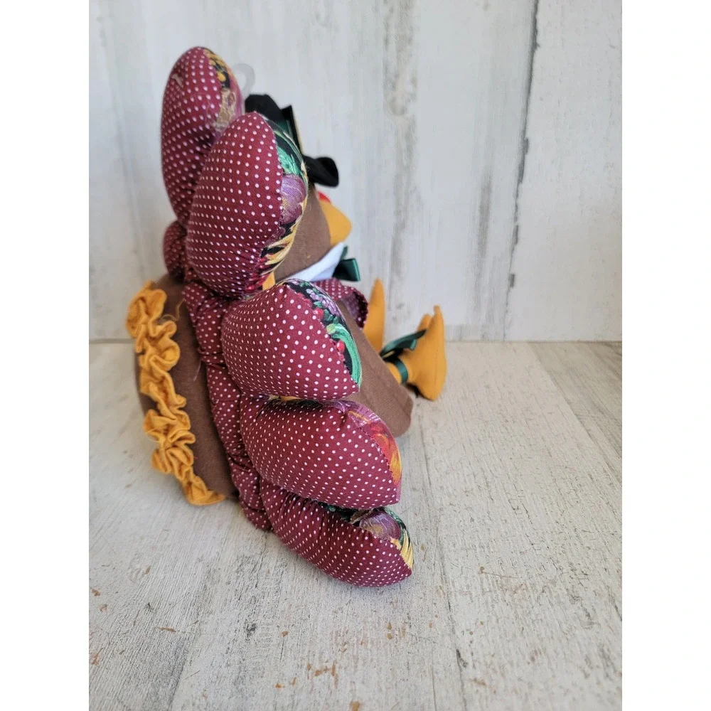 Vintage plush Thanksgiving turkey bird fall unique Pilgrim home decor figure